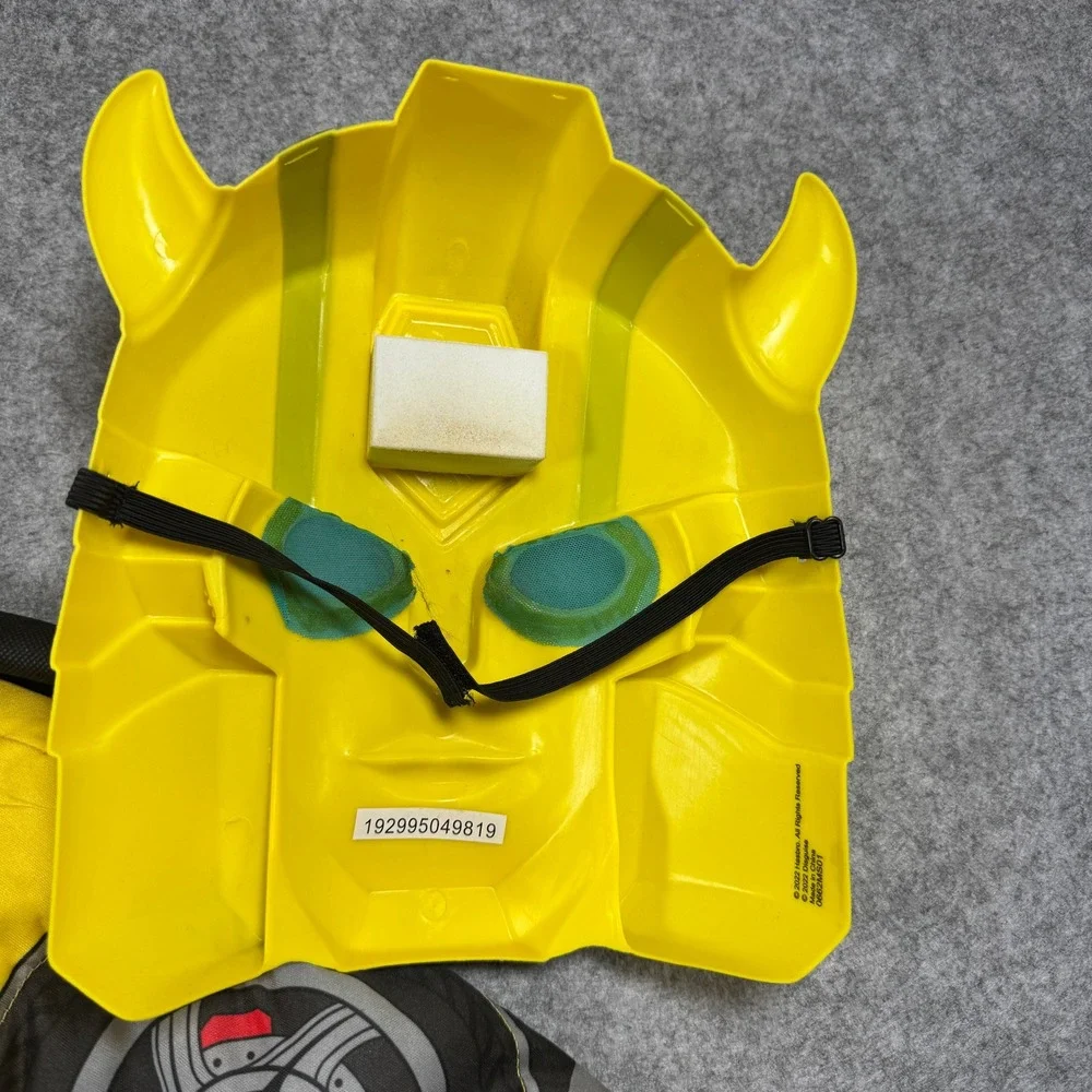 Transformers Boys Bumblebee Costume Small 4-6 Yellow Padded Muscle Jumpsuit Mask